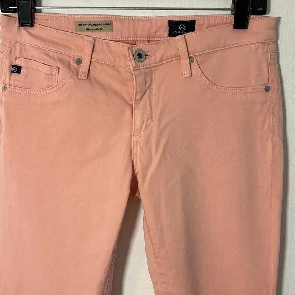 Adriano Goldschmied Zip Up Jegging Jean Ankle Women Size 27 Pink Denim Stretch‎